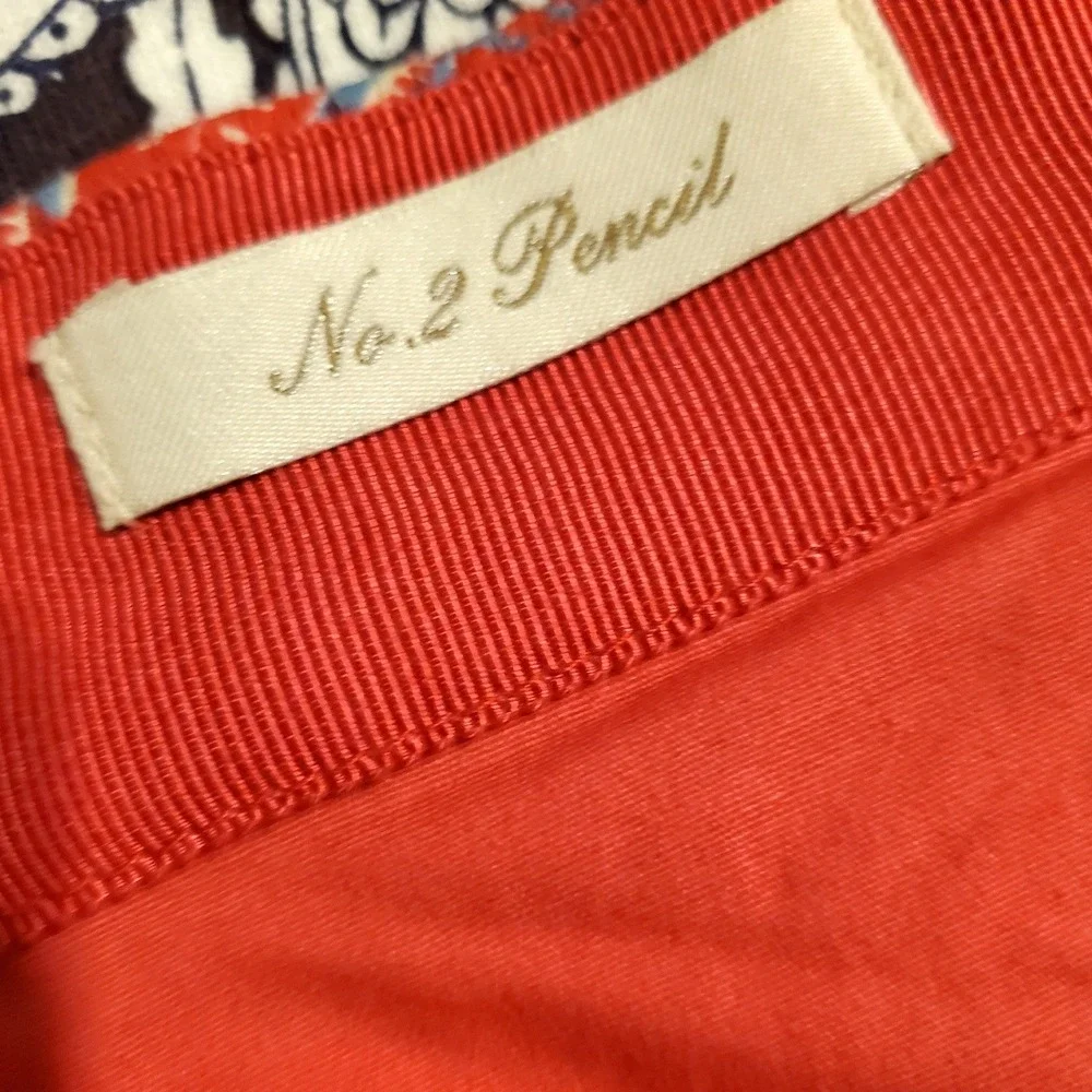 J.Crew No. 2 Pencil Skirt Red Blue Paisley Print Cotton Stretch Office 4